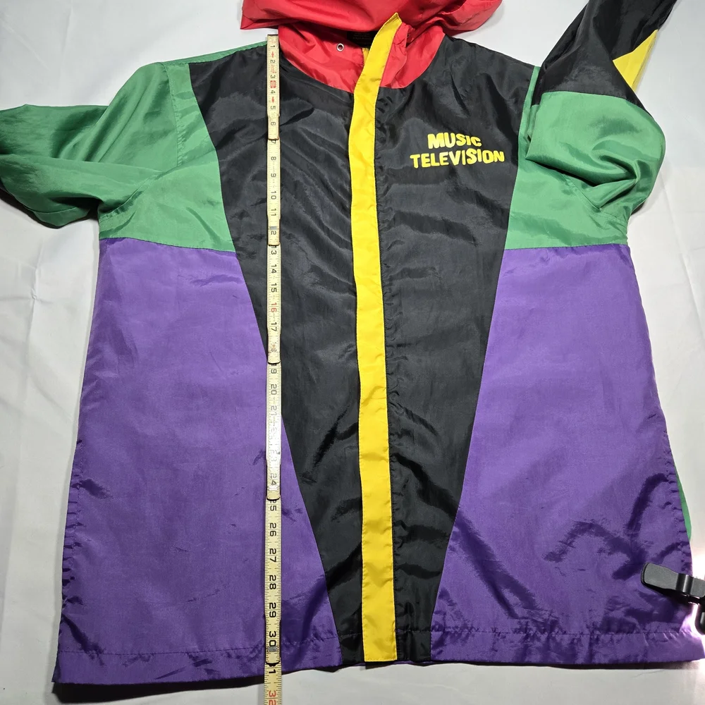 MTV Music Television Jacket Men's XL Windbreaker Color Block 80s 90s Retro style - Picture 4 of 8